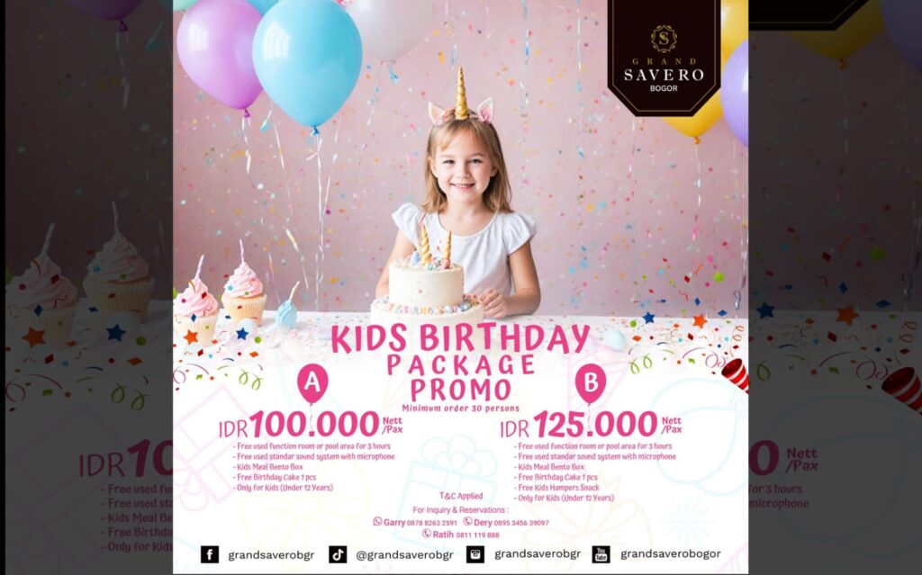 Hotel Grand Savero Bogor Hadirkan Promo Khusus Ulang Tahun Untuk Si Kecil
